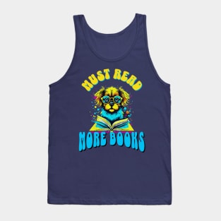 Must Read More Books Cute Dog Reading Tank Top